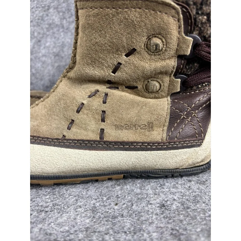 Merrell‎ Puffin Mtn Boots Womens Size 9.5 Brown Suede Ankle Winter Snow Booties